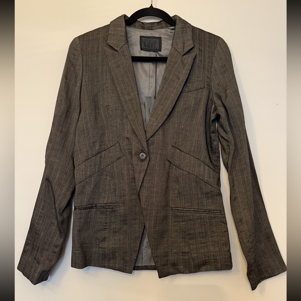 Love Richard Chai Textured Linen-Cotton Blend Single-Button Blazer Jacket Size S